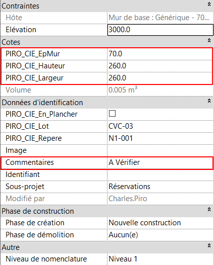 Liste Résa : Propriétés après modification