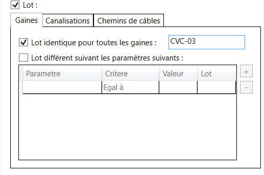 Configuration Onglet Général Lot Identique